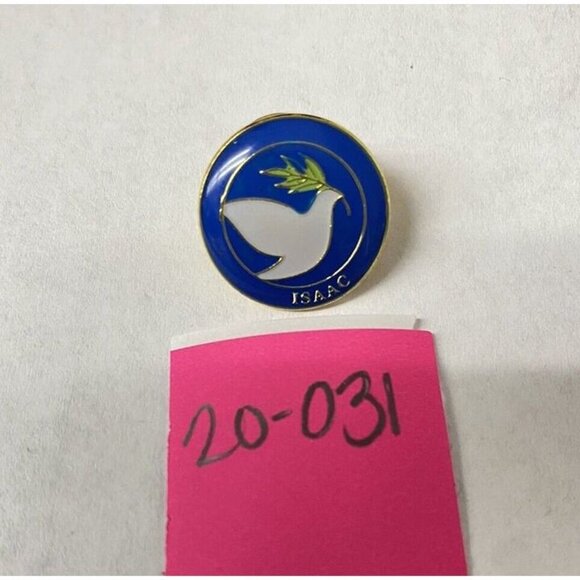 Issac White Peace Dove Branch In Beak Blue Lapel Pin Zechovoy Vintage - Picture 6 of 6